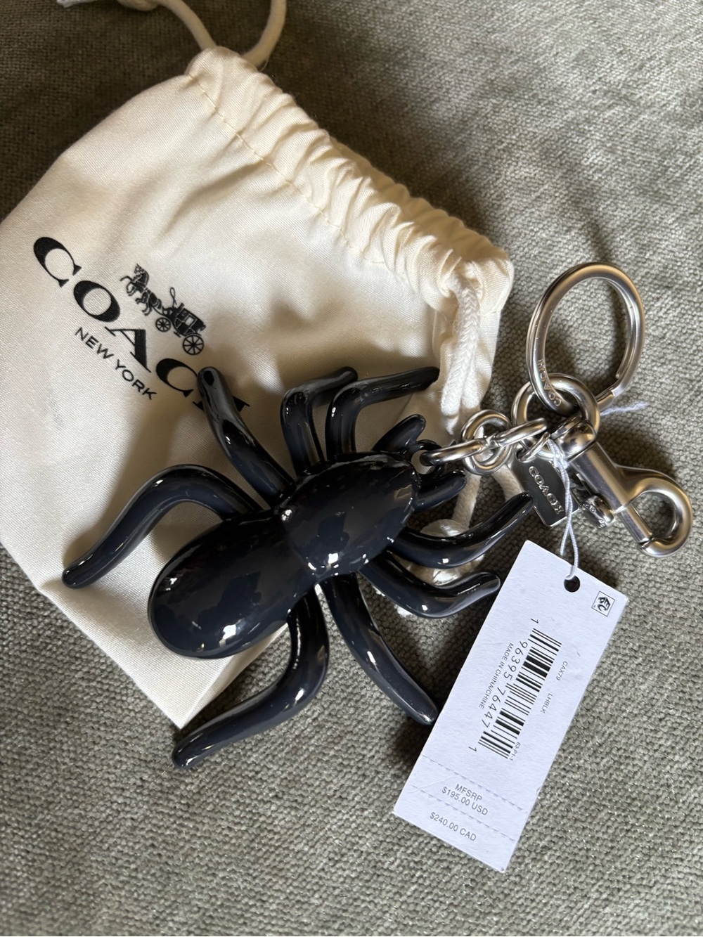 NWT Coach Halloween Spider Charm
